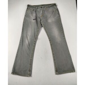 True Religion Jeans Mens 40x31 Gray Ricky Relaxed Straight Distressed Thrashed